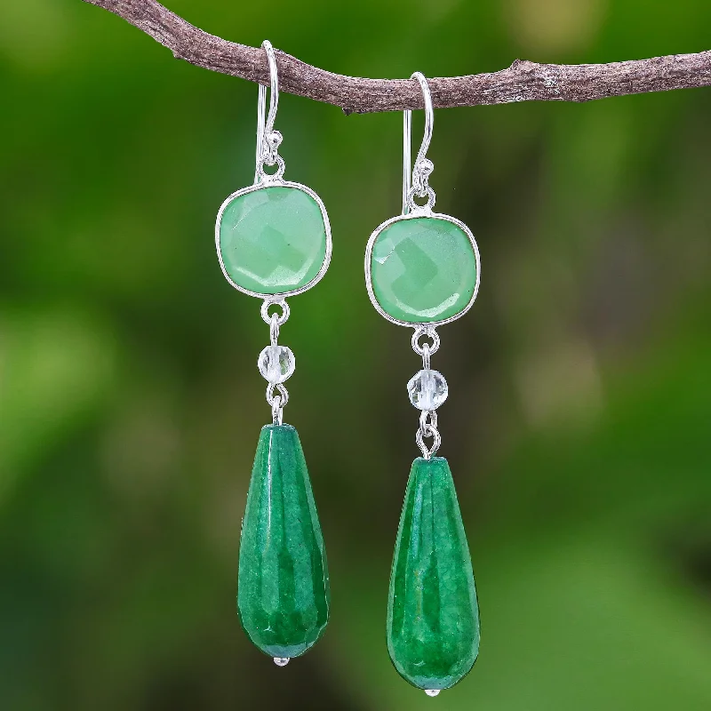 Shop Elegant Jewelry At Unbeatable Prices Easy Being Green Green Chalcedony and Quartz Dangle Earrings