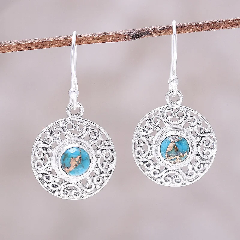 Limited-Time Jewelry Discounts – Shine Without The Splurge Elegant Sea Composite Turquoise Sterling Silver Round Dangle Earrings