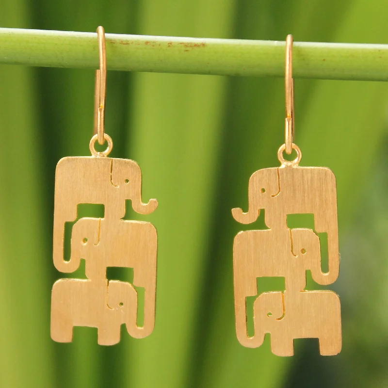 Jewelry Clearance – Final Chance To Save Big Elephant Stack Gold Vermeil Dangle Earrings