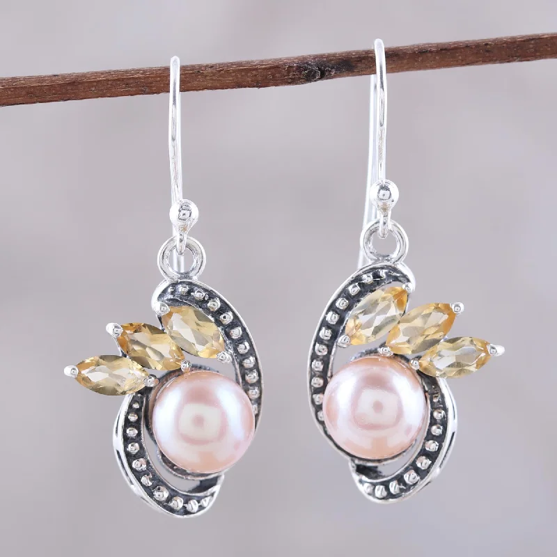 Exclusive Online Jewelry Sale – Don't Wait Eternal Essence in Peach Peach Cultured Pearl and Citrine Dangle Earrings from India