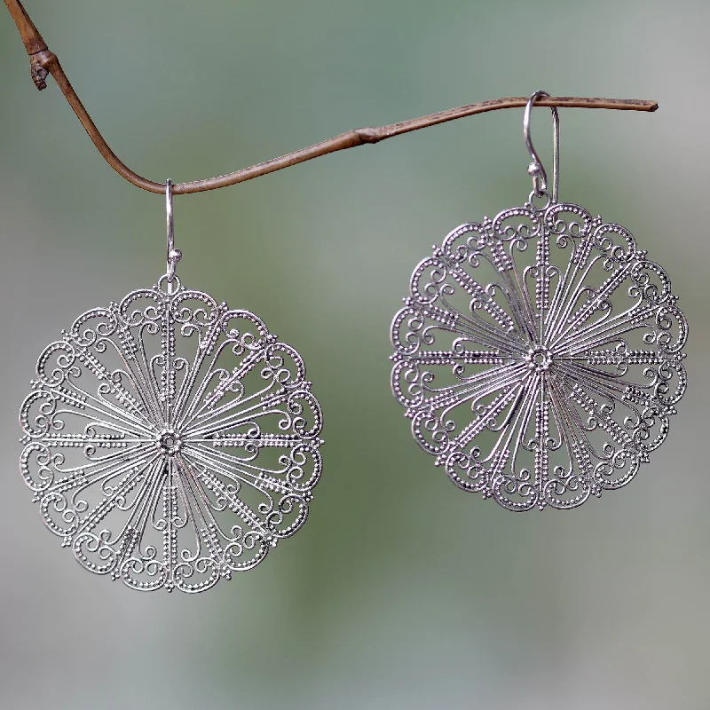 Delicate Crystal Jewelry For Sophisticated Charm Fireworks Handcrafted Oxidized Sterling Silver Dangle Earrings