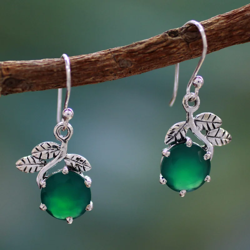 Limited-Stock Jewelry Sale – Shop Before It's Gone Forbidden Fruit Green Onyx Earrings in Sterling Silver Jewelry from India