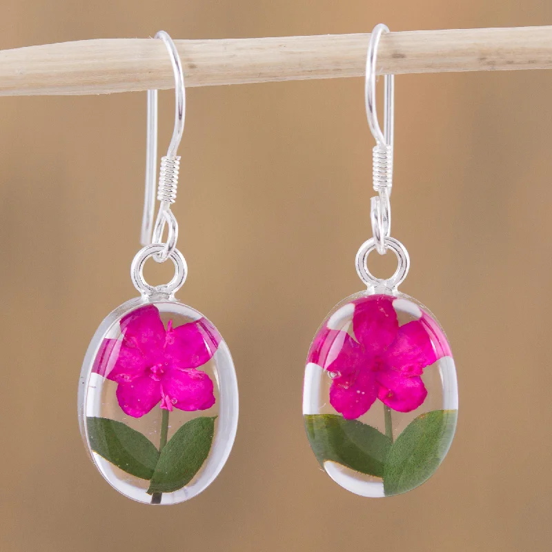 Sparkle In Style With Our Best Jewelry Deals Freshness of Nature Pink Natural Flower Dangle Earrings from Mexico