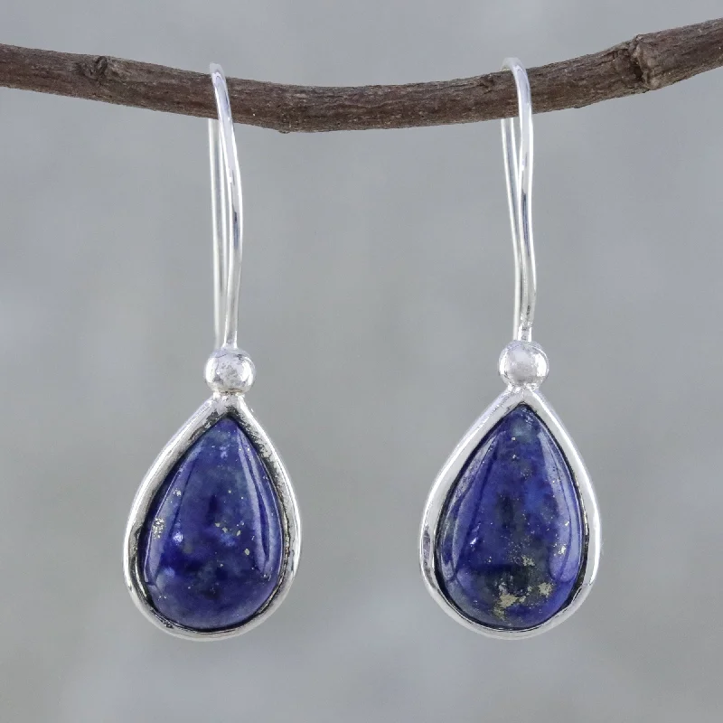 Shop Modern Jewelry Collections With Exclusive Discounts Galaxy Drops Lapis Lazuli and Sterling Silver Teardrop Drop Earrings