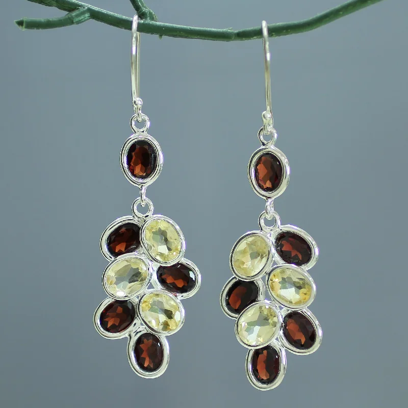 Dazzle With Discounts – Shop Jewelry On Sale Garnet Beauty Garnet and Citrine Dangle Earrings 30 Carat from India