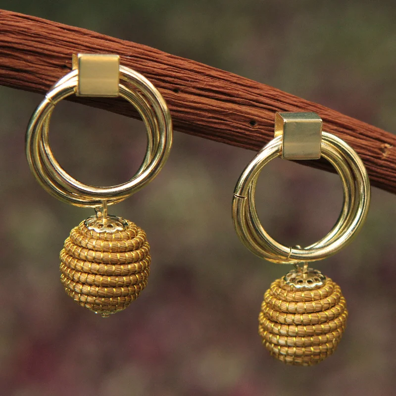 Get Your Favorite Jewelry At The Best Price Golden Balloons Brazilian Golden Grass Earrings with Gold Plated Accents