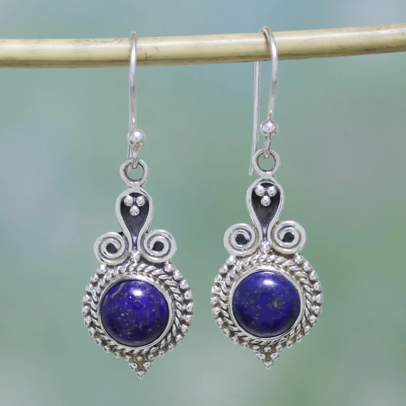 Luxury Jewelry Sale – Sparkle For Less Grand Delhi Blue 925 Sterling Silver and Lapis Lazuli India Jewelry Earrings