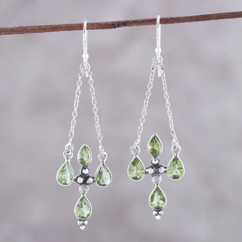 Timeless Jewelry Styles At Wallet-Friendly Prices Green Flare Peridot & Sterling Silver Chandelier Earrings