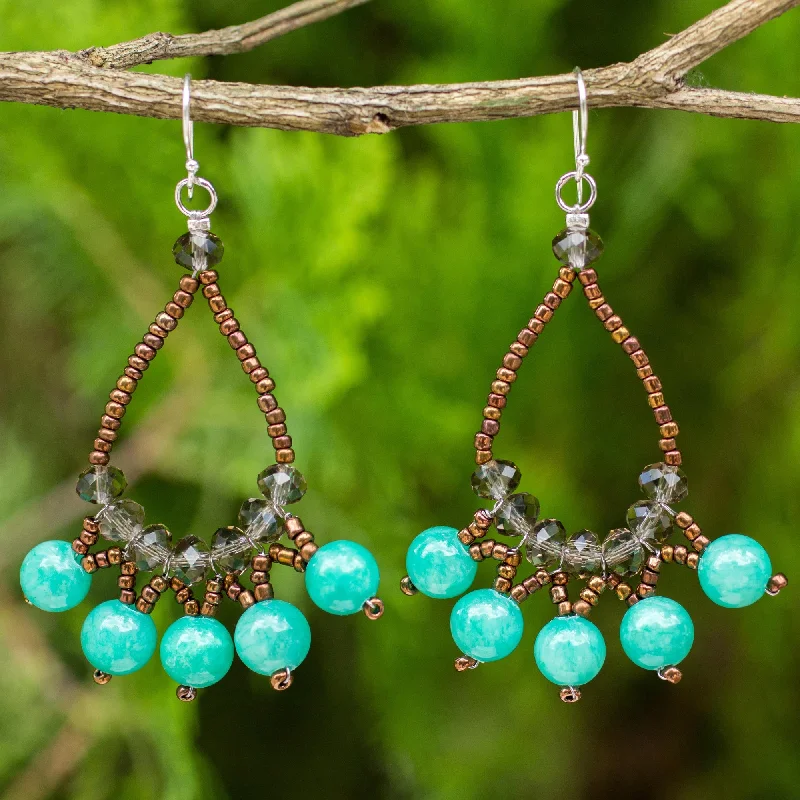 Best Jewelry Sale – Shop Exclusive Designs Now Green Harmony Thai Beaded Jewelry Earrings with Quartz and Glass Beads