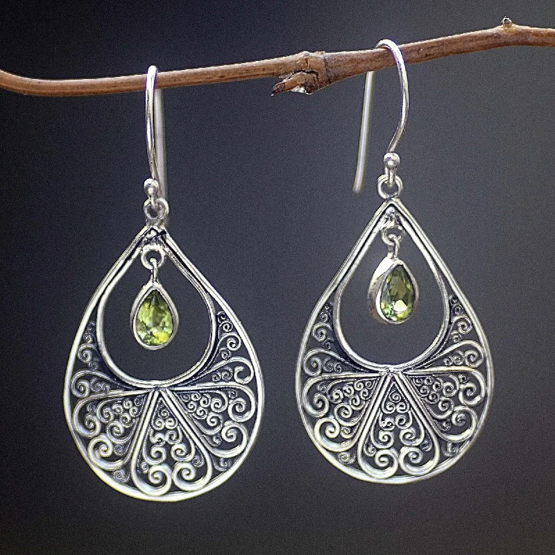 Exclusive Jewelry Discounts – Shop Now For Savings Green Tears of Happiness Hand Made Sterling Silver and Peridot Dangle Earrings