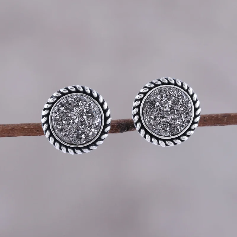 Flash Sale On Stunning Jewelry – Limited Stock Available Grey Sphere Drusy Quartz Earrings