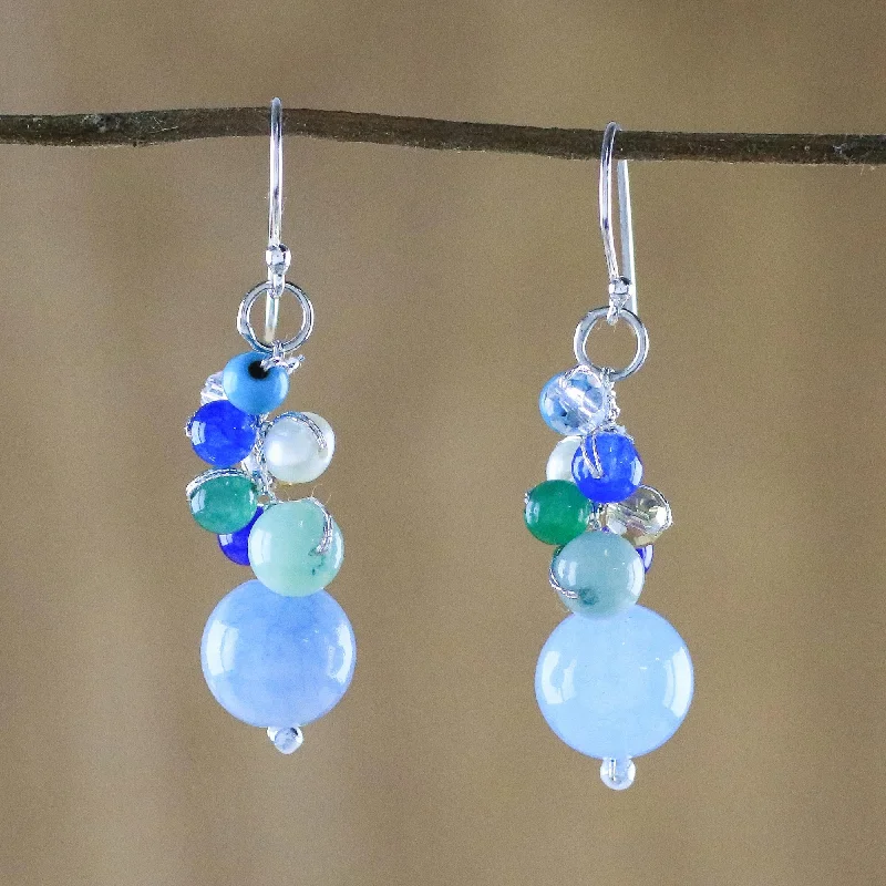 Must-Have Jewelry At Irresistible Discounts Happy Bunch Blue Quartz Multi-Gemstone Dangle Earrings from Thailand