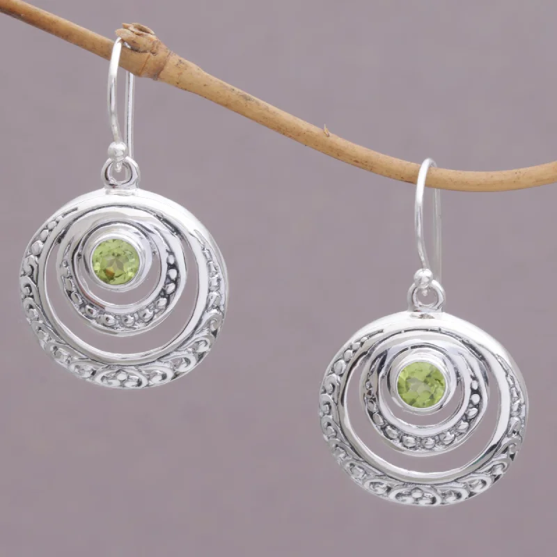 Handcrafted Jewelry Sale – Unique Designs At Low Prices Heavenly Gleam Peridot and Sterling Silver Crescent Earrings from Bali