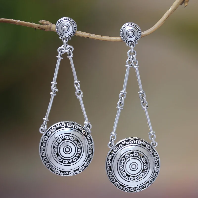 Dainty Floral Jewelry For Feminine Elegance Hiding Eden Sterling Silver Buddha Curl Motif Dangle Earrings from Bali