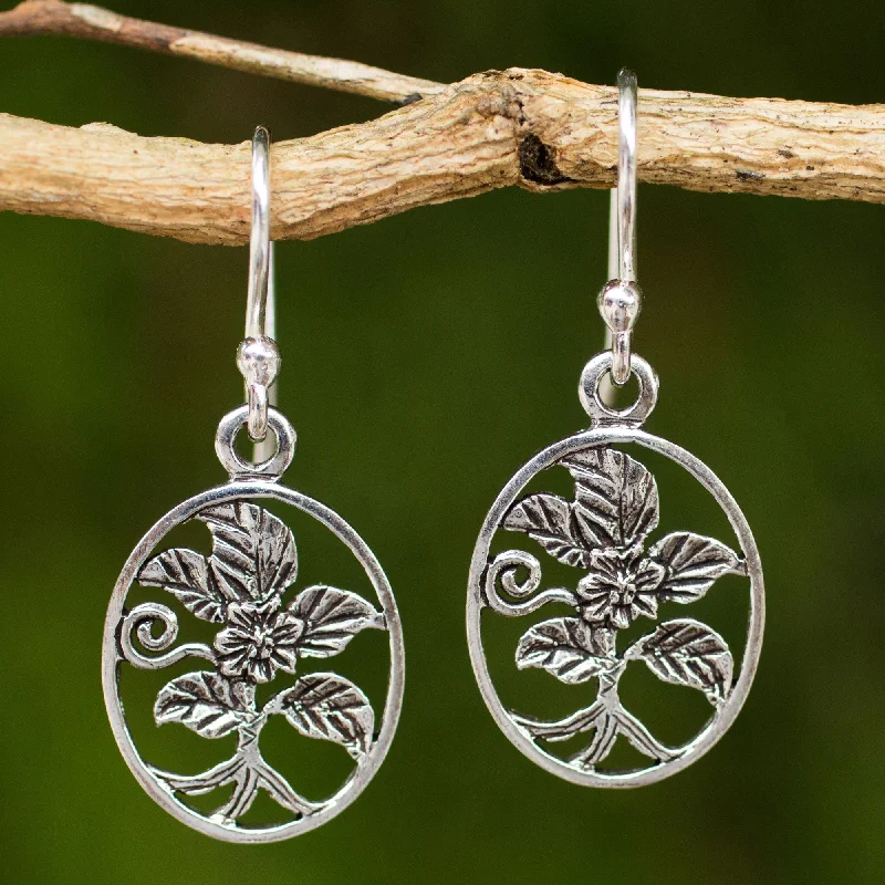 Shop Dazzling Jewelry At The Best Prices Hollyhocks Thai Artisan Crafted Flower Theme Silver Hook Earrings