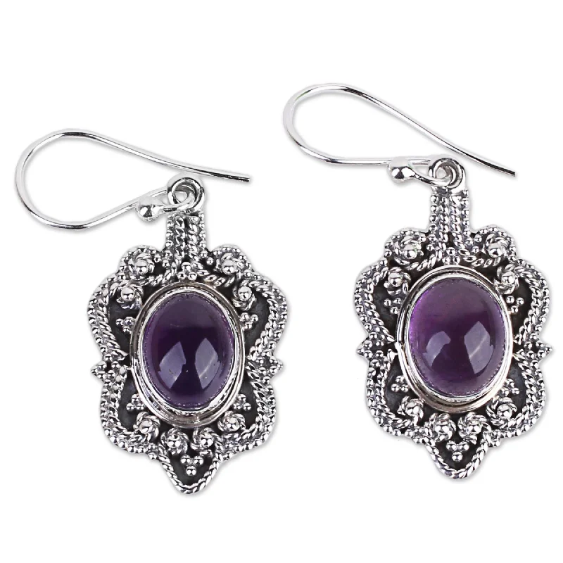 Shop Jewelry That Shines Without The High Price Intricate Embrace Handcrafted Sterling Silver Earrings with Amethyst