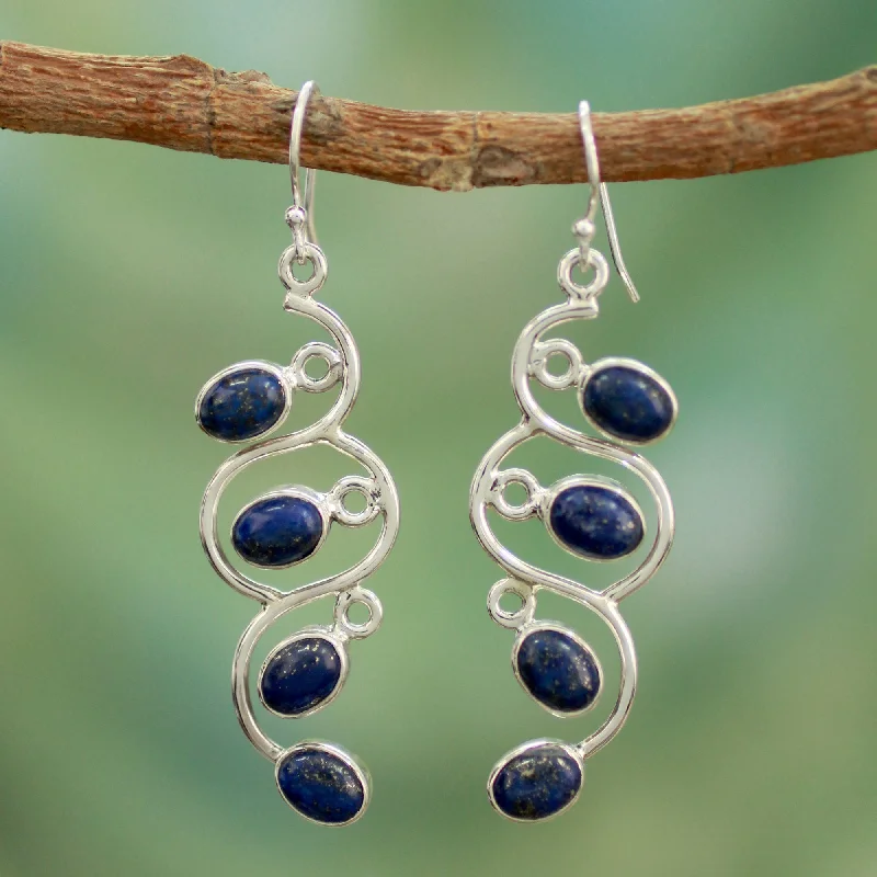 Bestselling Jewelry At Special Promotional Rates Lotus Buds Lapis Lazuli Earrings Artisan Sterling Silver Jewelry