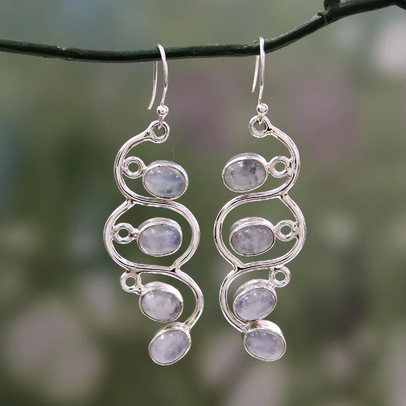 Unlock Unbeatable Jewelry Deals Before They’Re Gone Lotus Buds Rainbow Moonstone Dangle Earrings Sterling Silver Jewelry