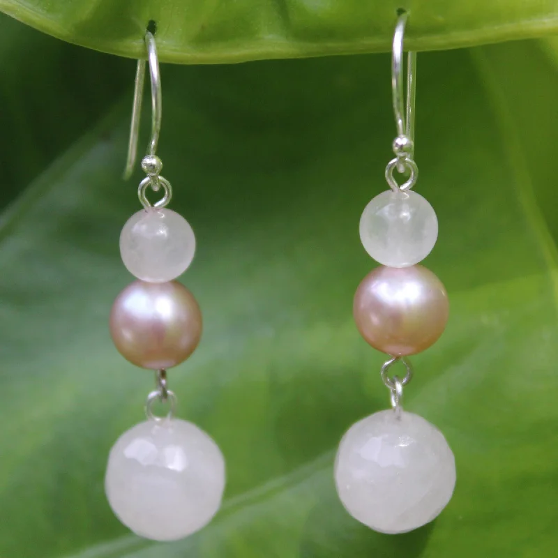 Don't Miss Our Biggest Jewelry Sale Of The Season Love's Promise Pearl and Rose Quartz Dangle Earrings