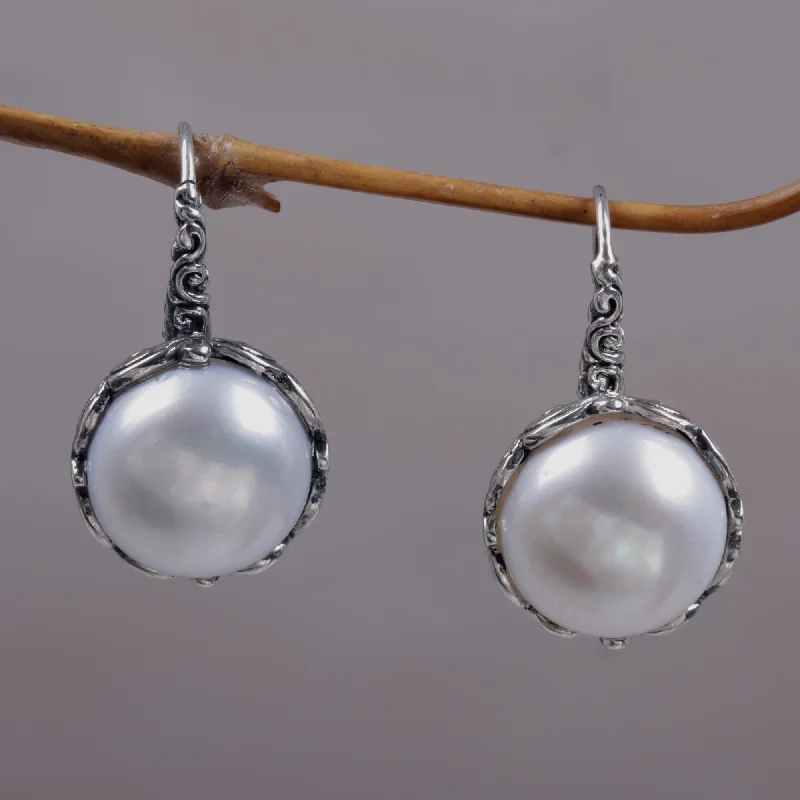 Buy More, Save More On Stunning Jewelry Pieces Lunar Bloom Cultured Pearl and Sterling Silver Drop Earrings from Bali