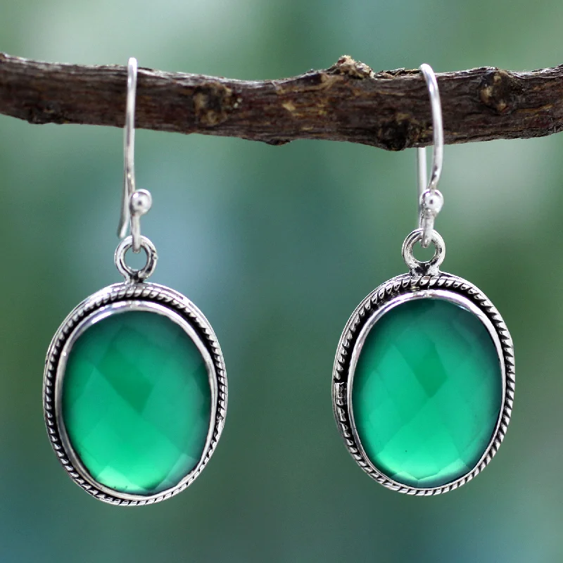 Exclusive Jewelry Offers – Shine For Less Luscious Green Green Onyx Earrings in Sterling Silver Handmade in India