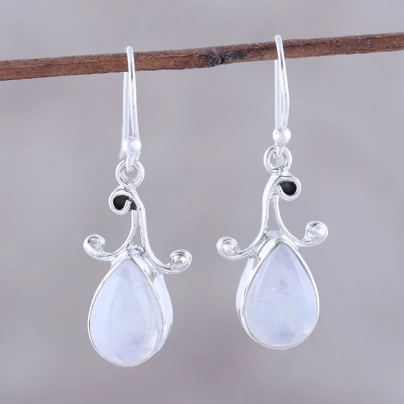 Timeless Elegance Now At Special Discounts Lustrous Drops Teardrop Rainbow Moonstone Dangle Earrings from India