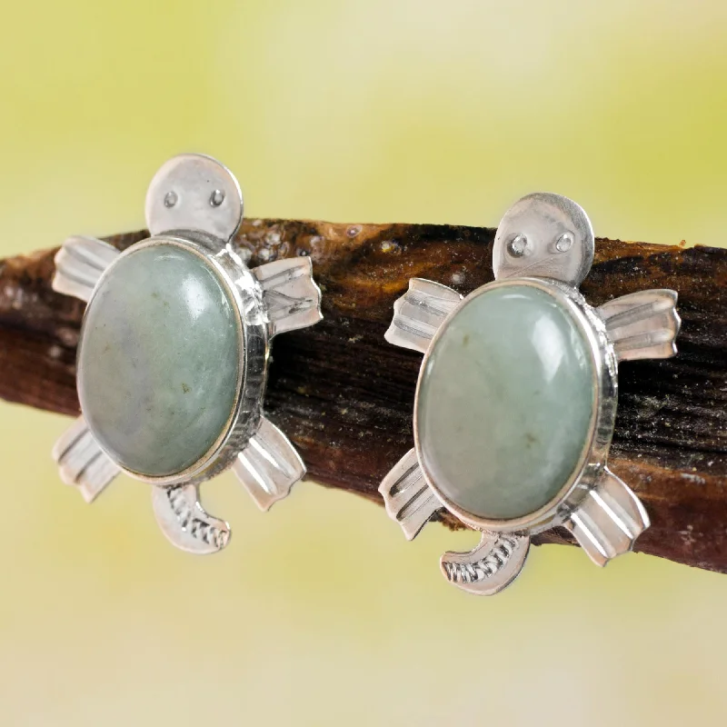 Fashion-Forward Jewelry At Incredible Prices Marine Turtles Light green jade button earrings