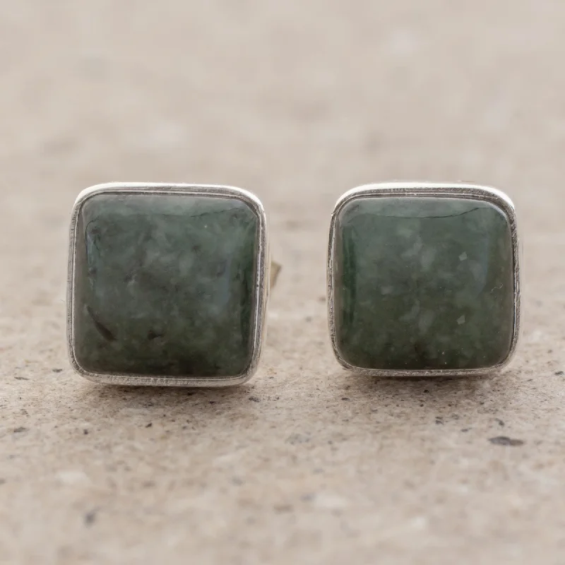 Best-Selling Jewelry Styles Now At Exclusive Discounts Mayan Hope Jade and Sterling Silver Square Earrings from Guatemala