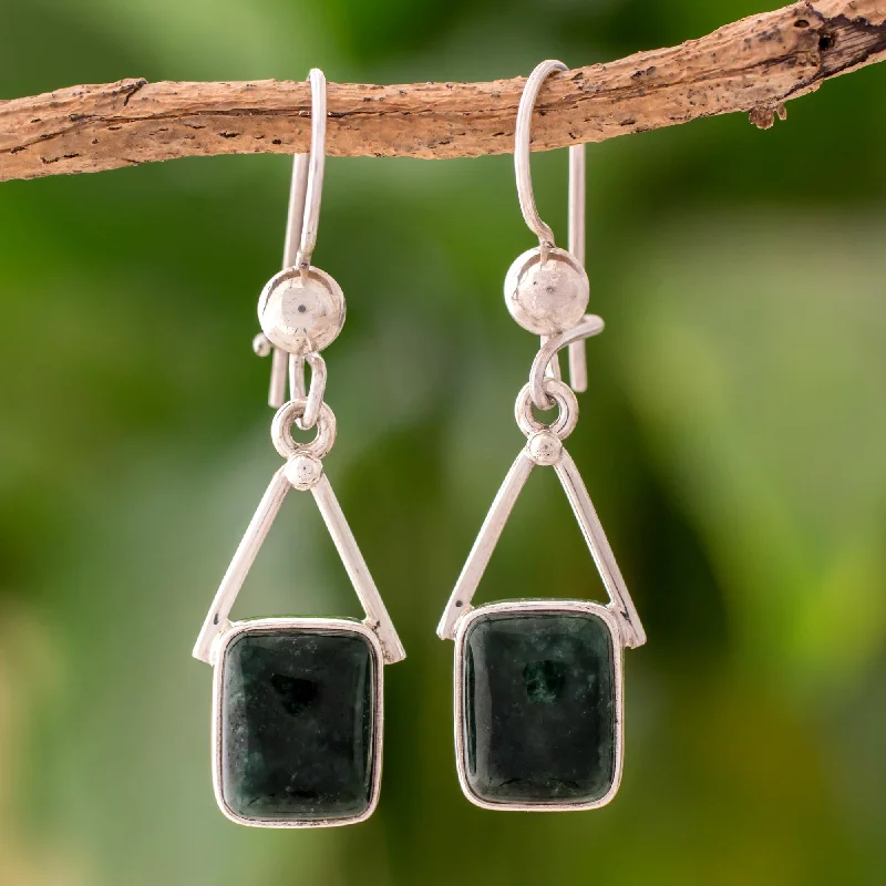 Big Savings On Your Favorite Jewelry Pieces Mayan Peaks in Dark Green Dark Green Jade Dangle Earrings from Mexico