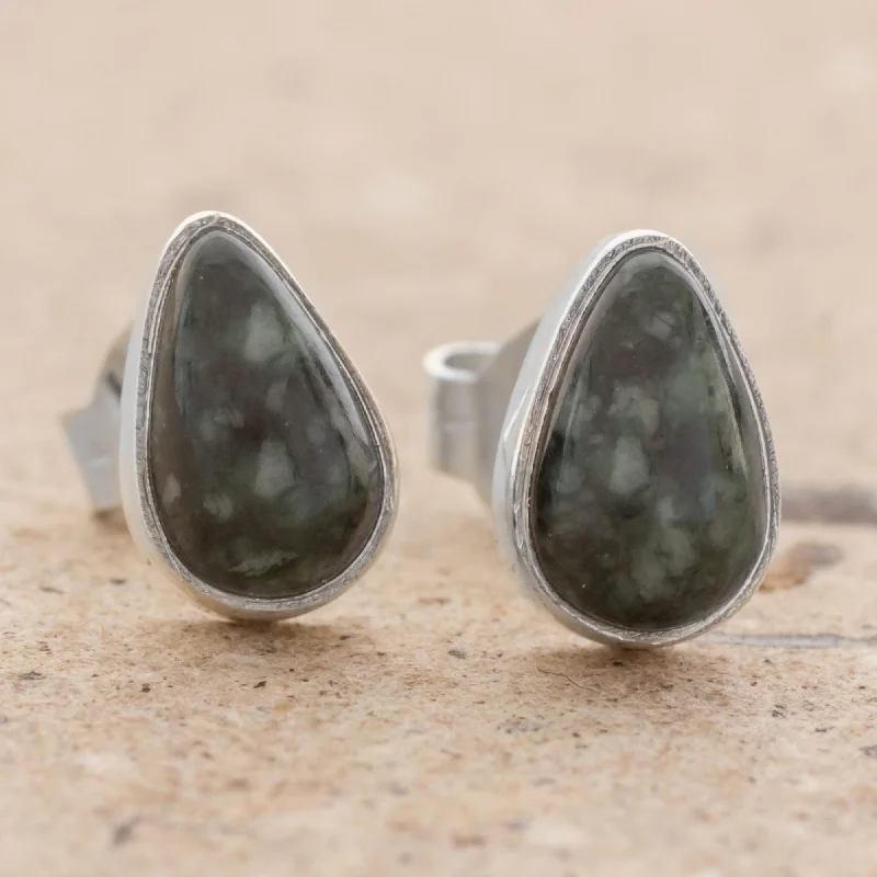 Exclusive Jewelry Sale – Sparkle For Less Mayan Teardrops in Dark Green Green Jade and 925 Silver Teardrop Earrings from Guatemala