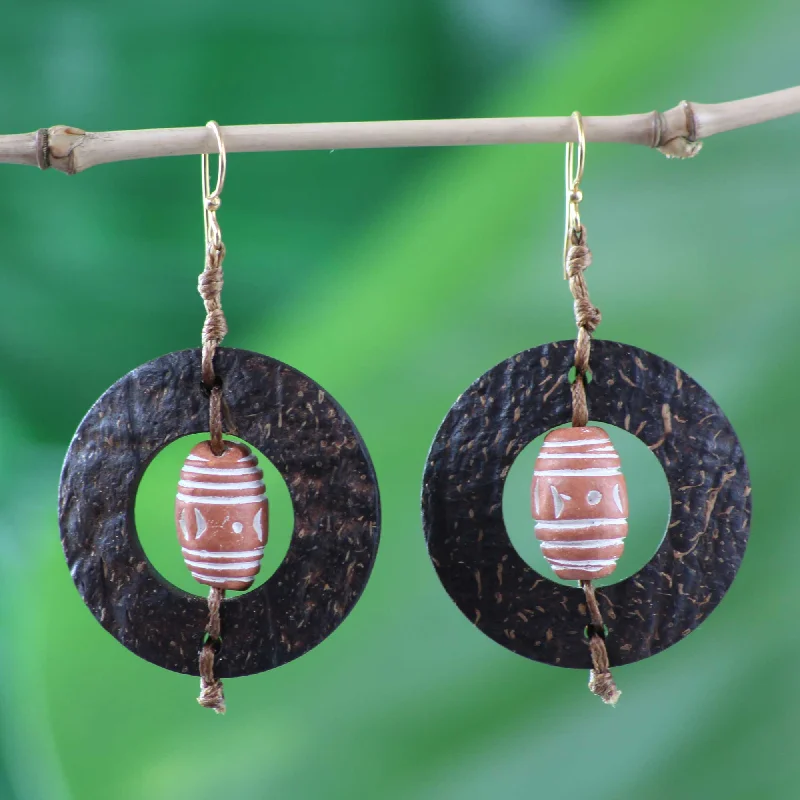 Sparkle More For Less – Jewelry Sale Happening Now Medieval Hoops Handmade African Coconut Shell Dangle Earrings