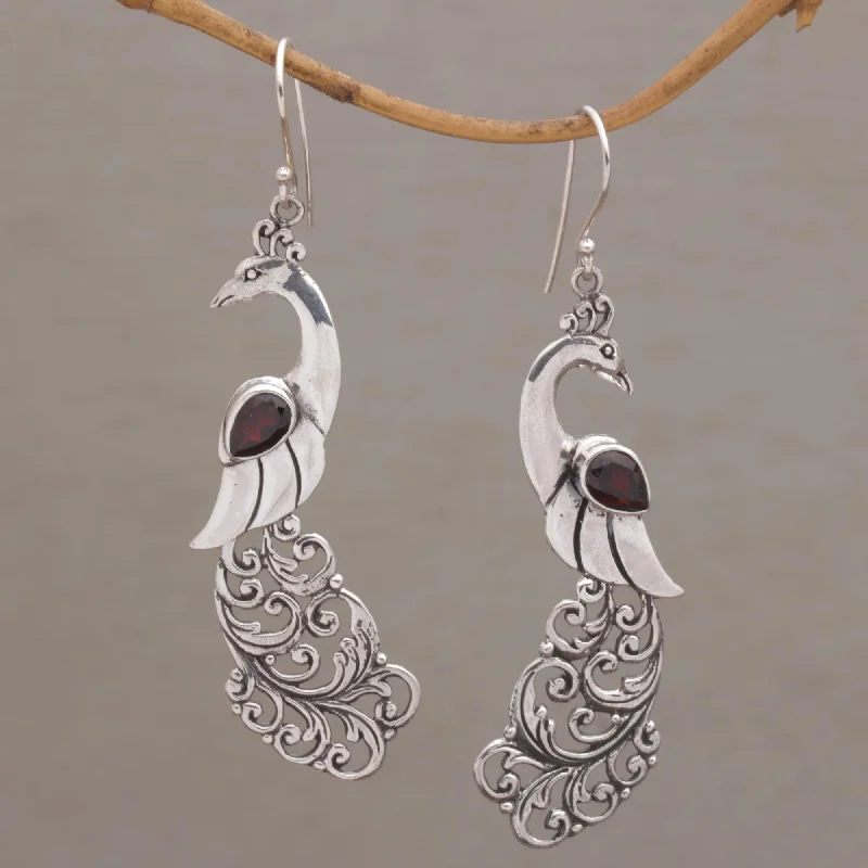 Dazzling Deals On Necklaces, Bracelets, And More Merak Garnet Earrings with Peacock Theme from Bali