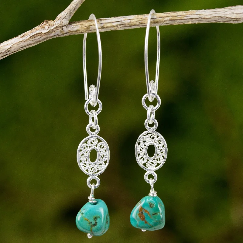 Huge Savings On Timeless Jewelry Collections Mesmerize in Turquoise Hand Crafted Reconstituted Turquoise Dangle Earrings