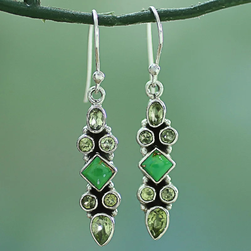 Personalized Jewelry Sale – Unique Gifts At Low Prices Mesmerizing Shapes Sterling Silver Peridot Dangle Earrings from India