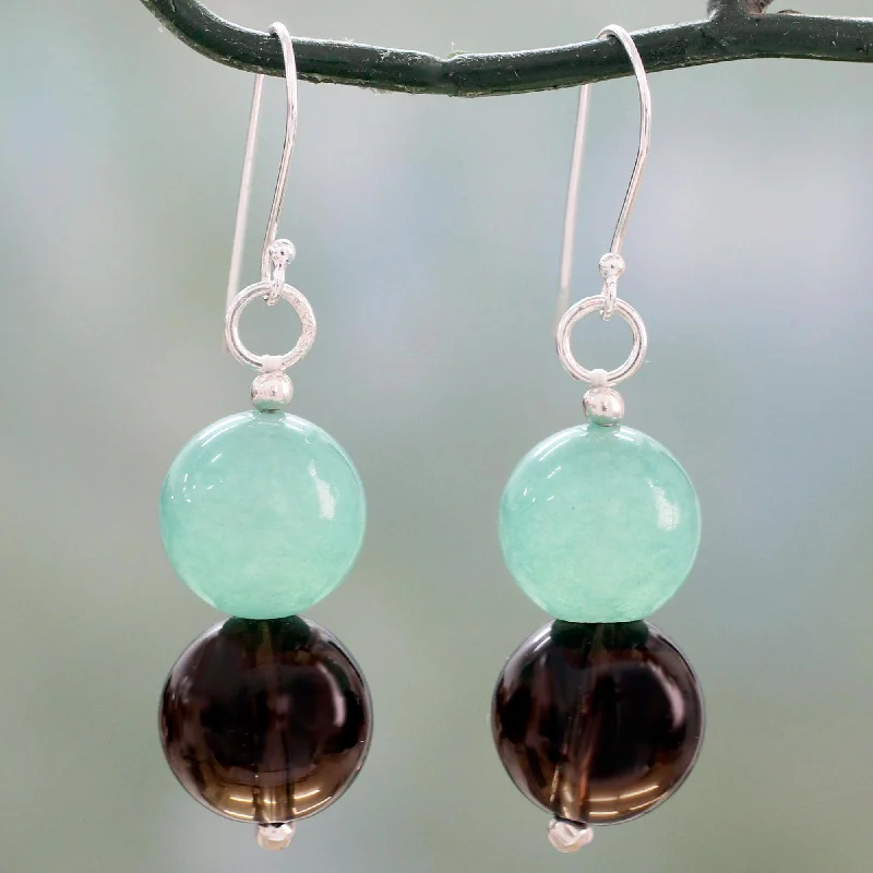 Unmissable Jewelry Discounts – Elevate Your Look For Less Mint in the Mist Smoky Quartz and Green Quartz Silver Hook Dangle Earrings