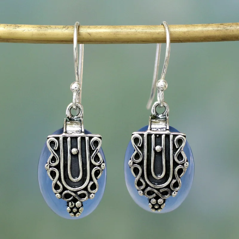 Personalized Jewelry Sale – Unique Pieces At Great Prices Morning Dew Chalcedony and Sterling Silver Earrings Indian Jewelry