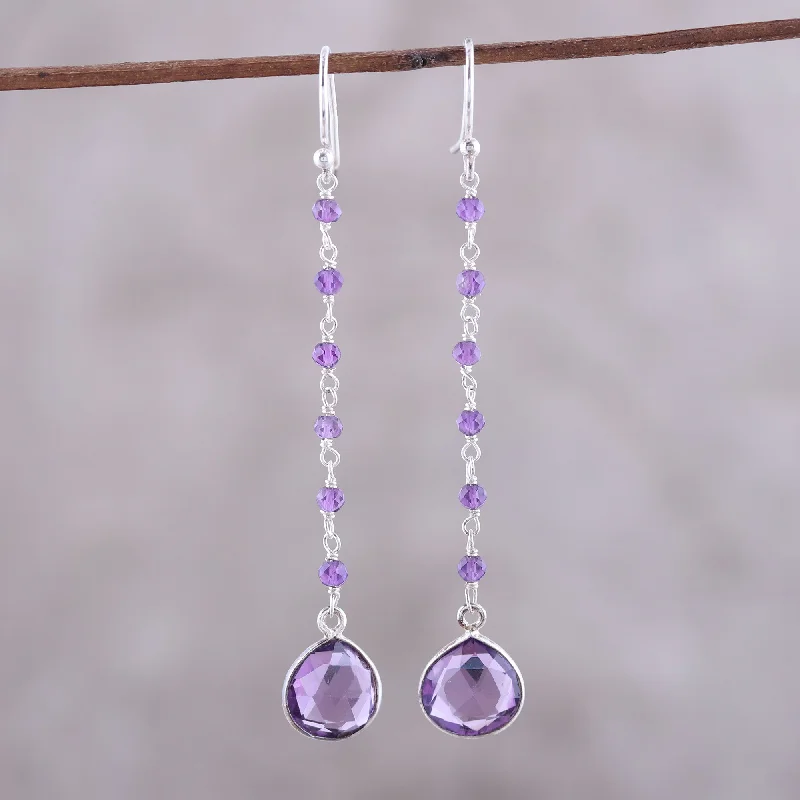 Elegant Necklaces And Bracelets At Limited-Time Offers Morning Drops 8-Carat Amethyst Dangle Earrings from India