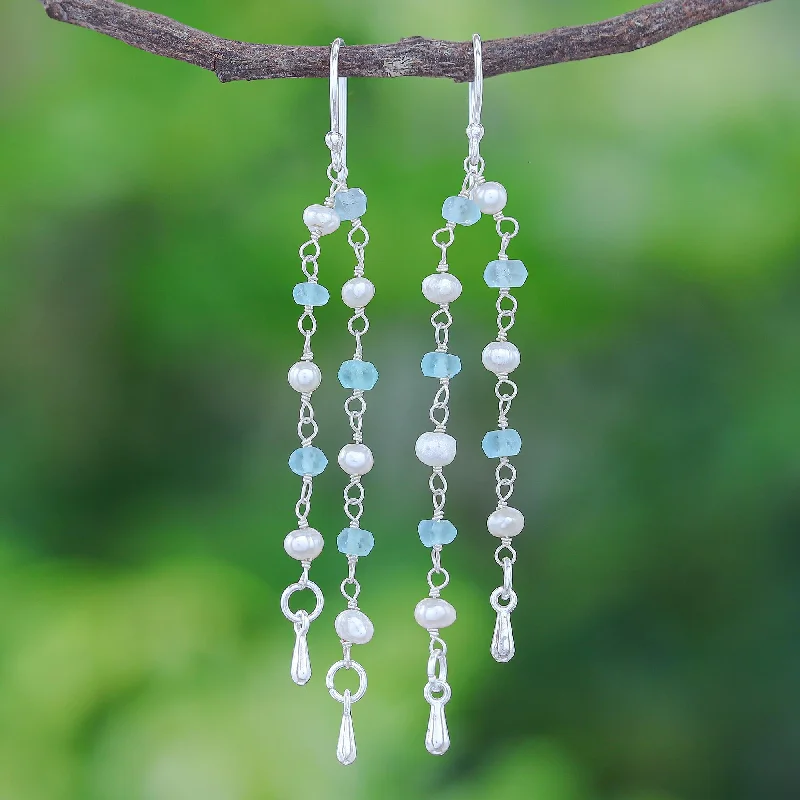 Luxury Jewelry At Budget-Friendly Prices – Grab Yours Now Morning Peace Handmade Apatite and Cultured Pearl Dangle Earrings