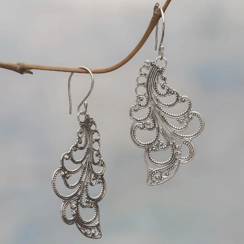 Premium Jewelry Now Available At Special Discounts New Leaves Sterling Silver Dangle Earrings Openwork Spiral Indonesia