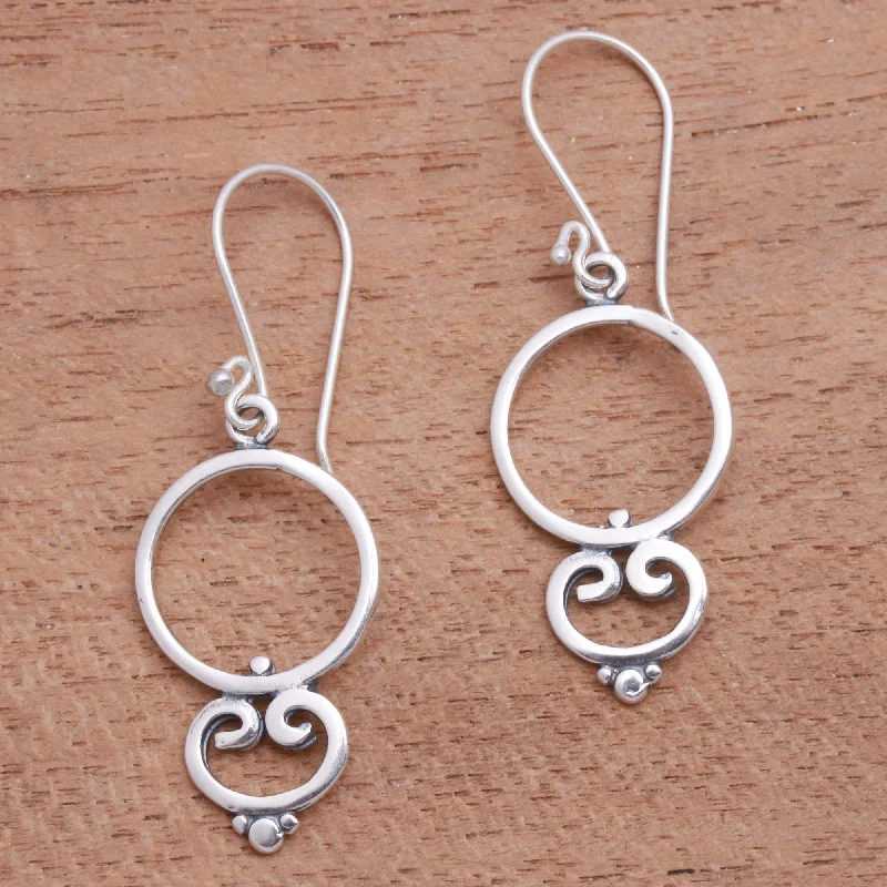 Limited-Time Offer On Premium Jewelry Collections Nice Loops Loop Pattern Sterling Silver Dangle Earrings from Bali