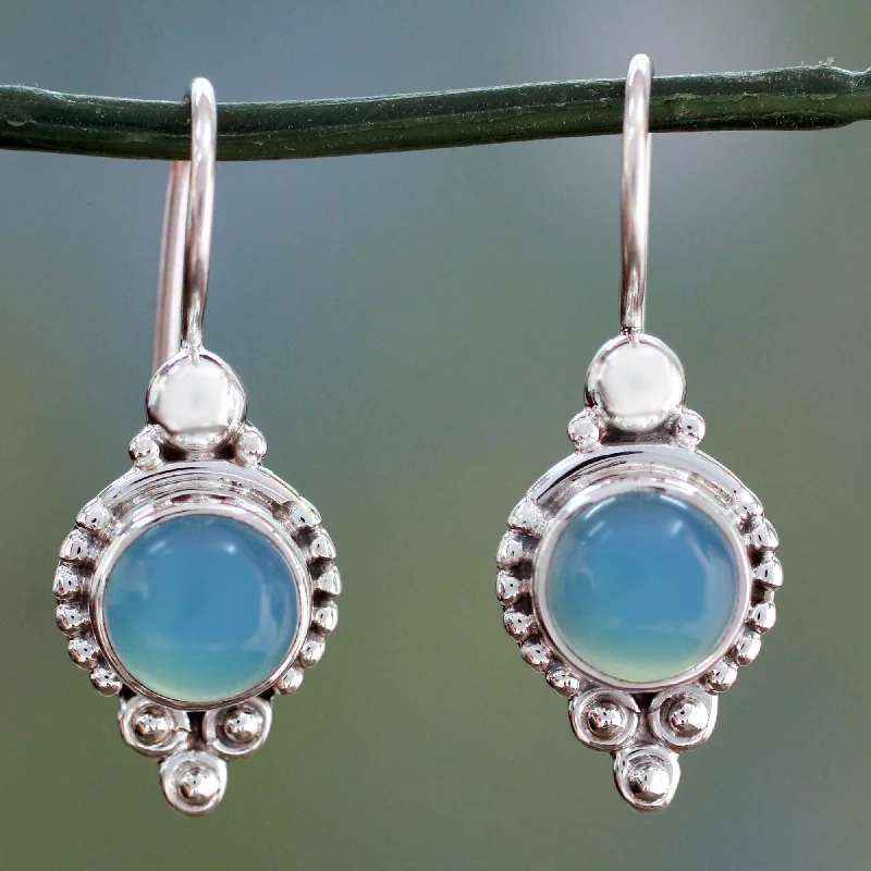 Limited-Time Offer On Elegant Jewelry Pieces Ocean Sky Classic India Jewelry Silver Earrings with Chalcedony