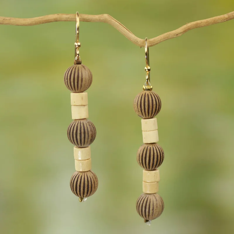 Timeless Elegance At Unbelievable Discounts Paper Lanterns Recycled Plastic Wood Dangle Earrings from West Africa