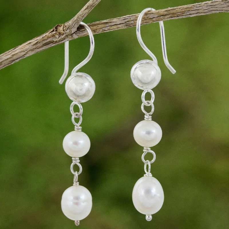 Exclusive Jewelry Sale – Shine For Less Pearl Cascade Artisan Crafted Sterling Silver and Cultured Pearl Earrings