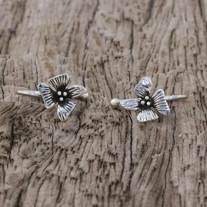 Limited-Time Offer On Elegant Jewelry Pieces Petite Orchids Sterling Silver Orchid Flower Ear Cuffs from Thailand