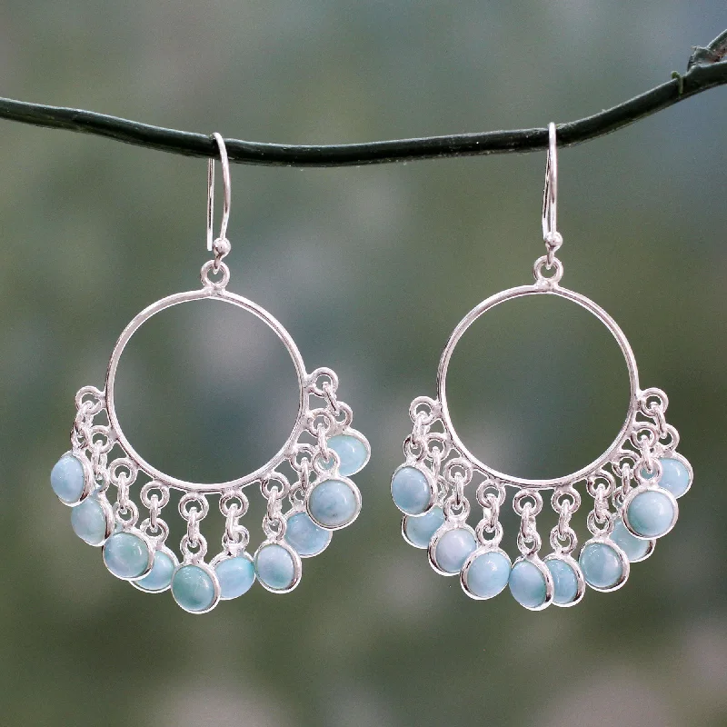 Shop Dazzling Jewelry At The Best Prices Playful Petals Handmade Larimar and Sterling Silver Chandelier Earrings