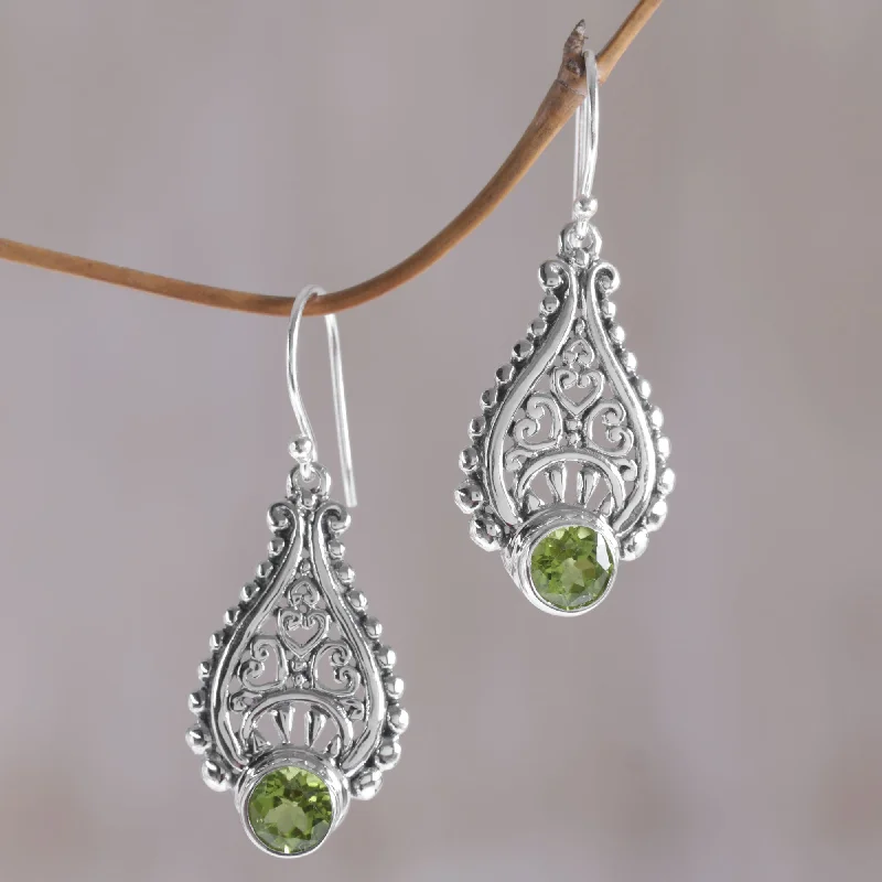 Dazzle In Elegance With Our Biggest Jewelry Sale Princess Tears in Green Balinese Hand Crafted Peridot and Sterling Silver Earrings