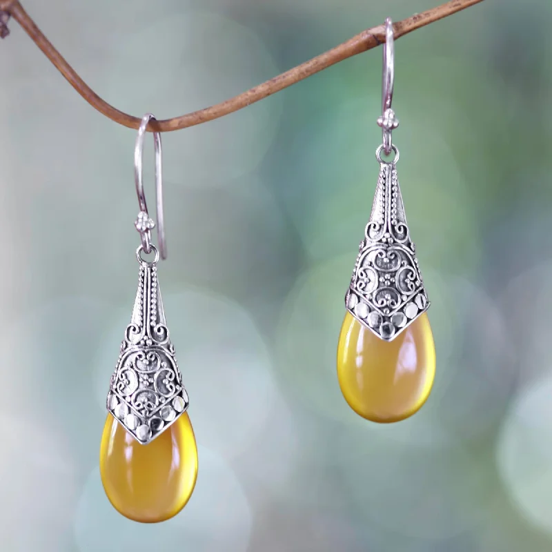 Best Jewelry Deals – Shop Premium Pieces At Great Prices Puncak Jaya in Yellow Balinese Sterling Silver and Yellow Chalcedony Earrings