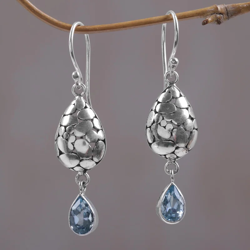 Premium Jewelry At Promotional Prices – Shine Today Purest Drop Blue Topaz Sterling Silver Earrings Handcrafted in Bali