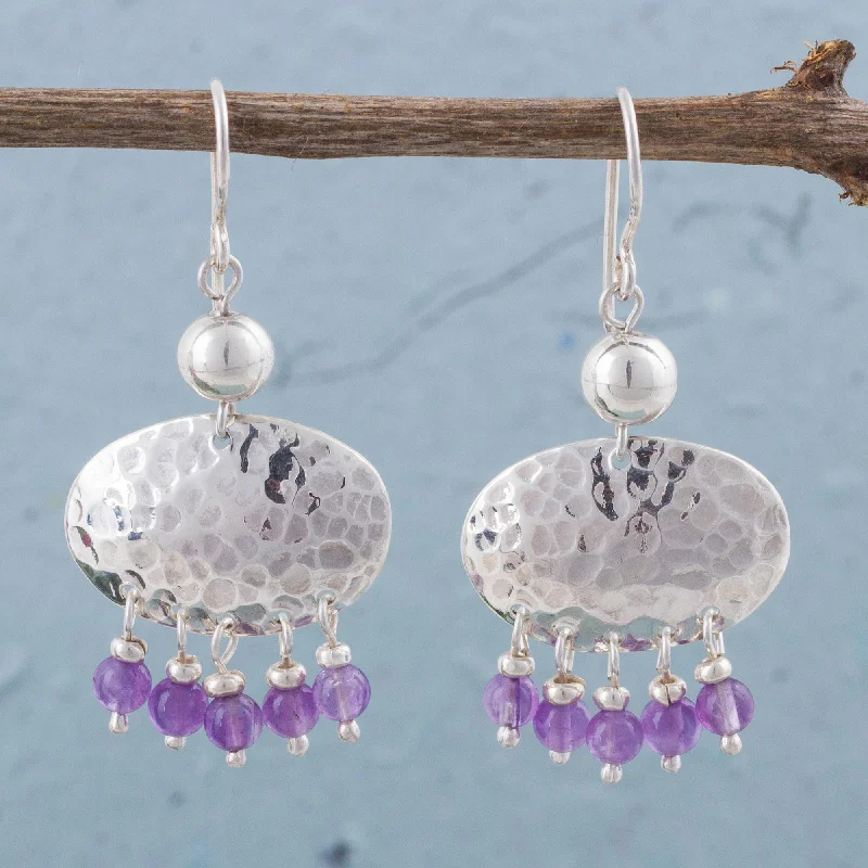 Discounted Luxury Jewelry – Shine Without The Splurge Purple Empire Sterling Silver and Amethyst Chandelier Earrings from Peru