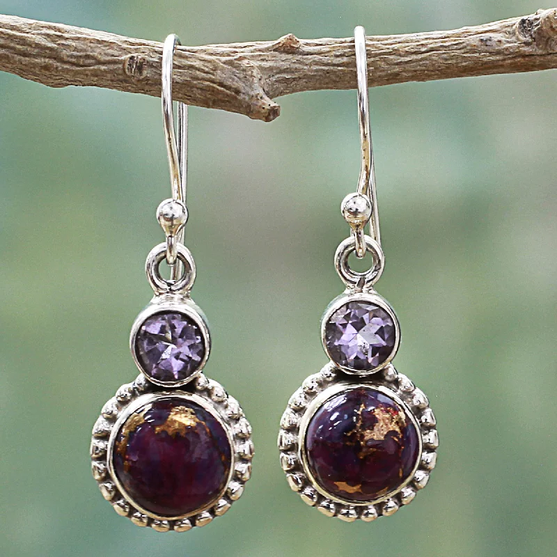 The Biggest Jewelry Sale Of The Year Is Here Purple Glamour Amethyst and Composite Turquoise Sterling Silver Earrings